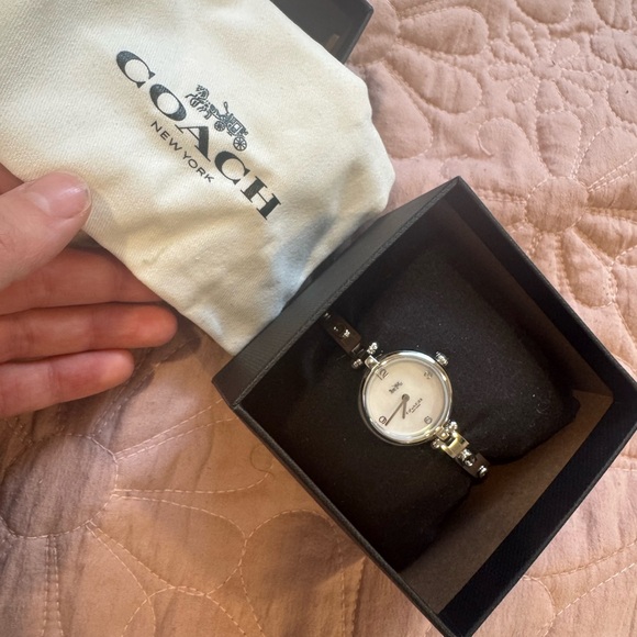 Coach Silver-tone Bangle Watch with Mother-of-Pearl Dial